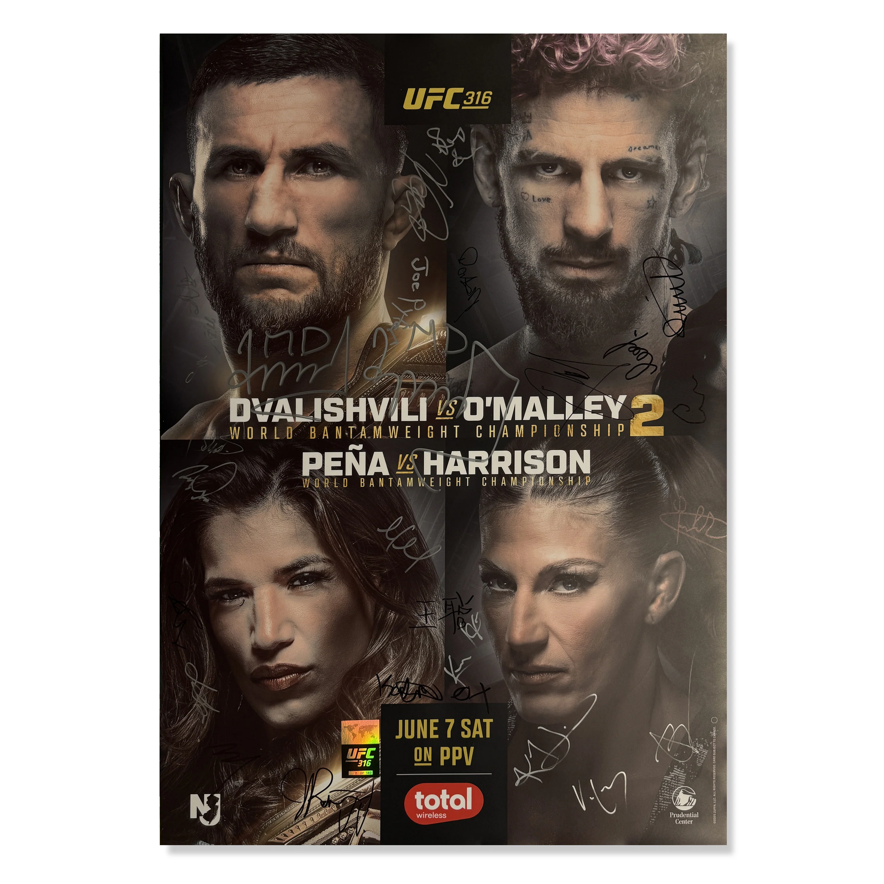 UFC 316: Dvalishvili vs O’Malley 2 Autographed Event Poster - Image 4