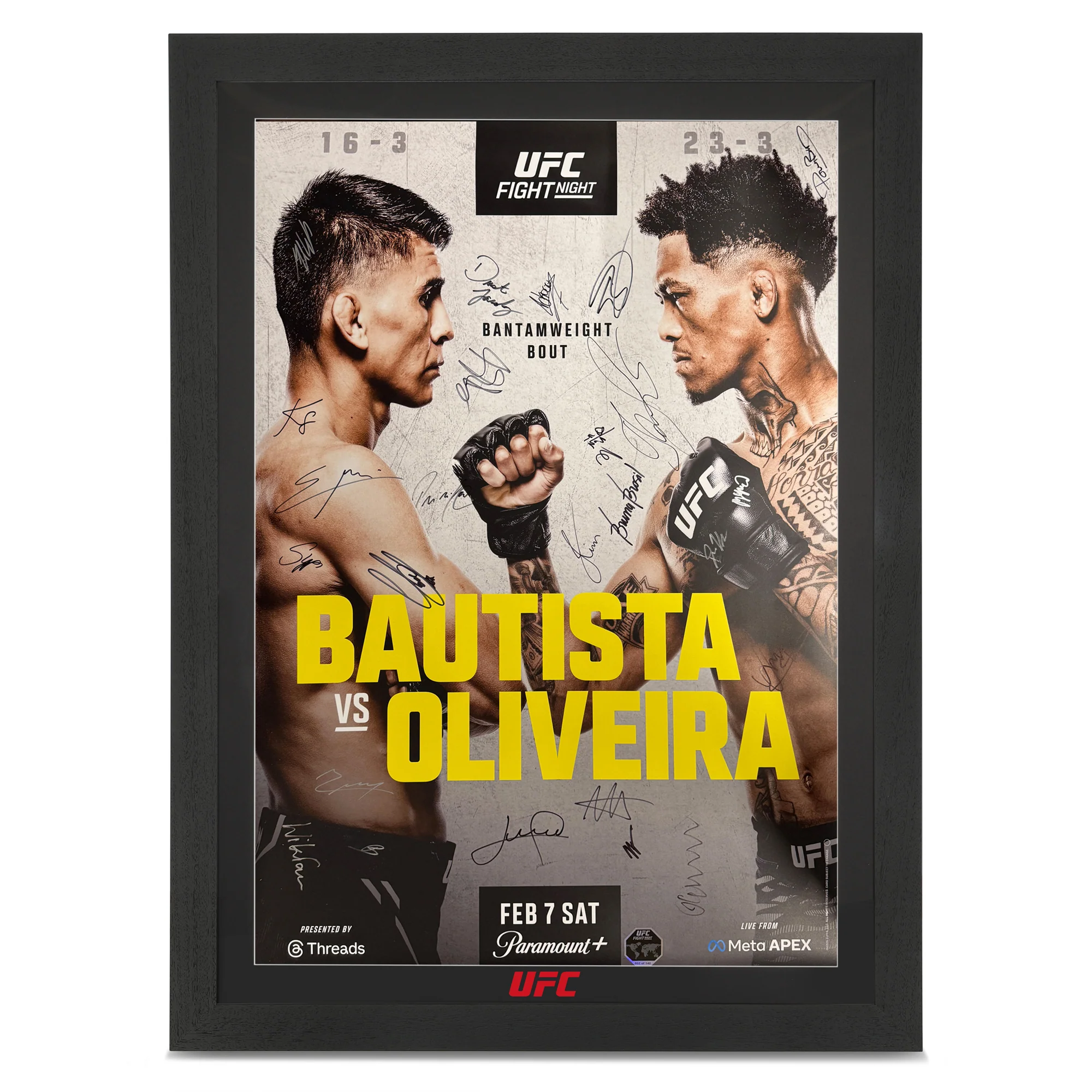 UFC Fight Night: Bautista vs Oliveira Autographed Event Poster