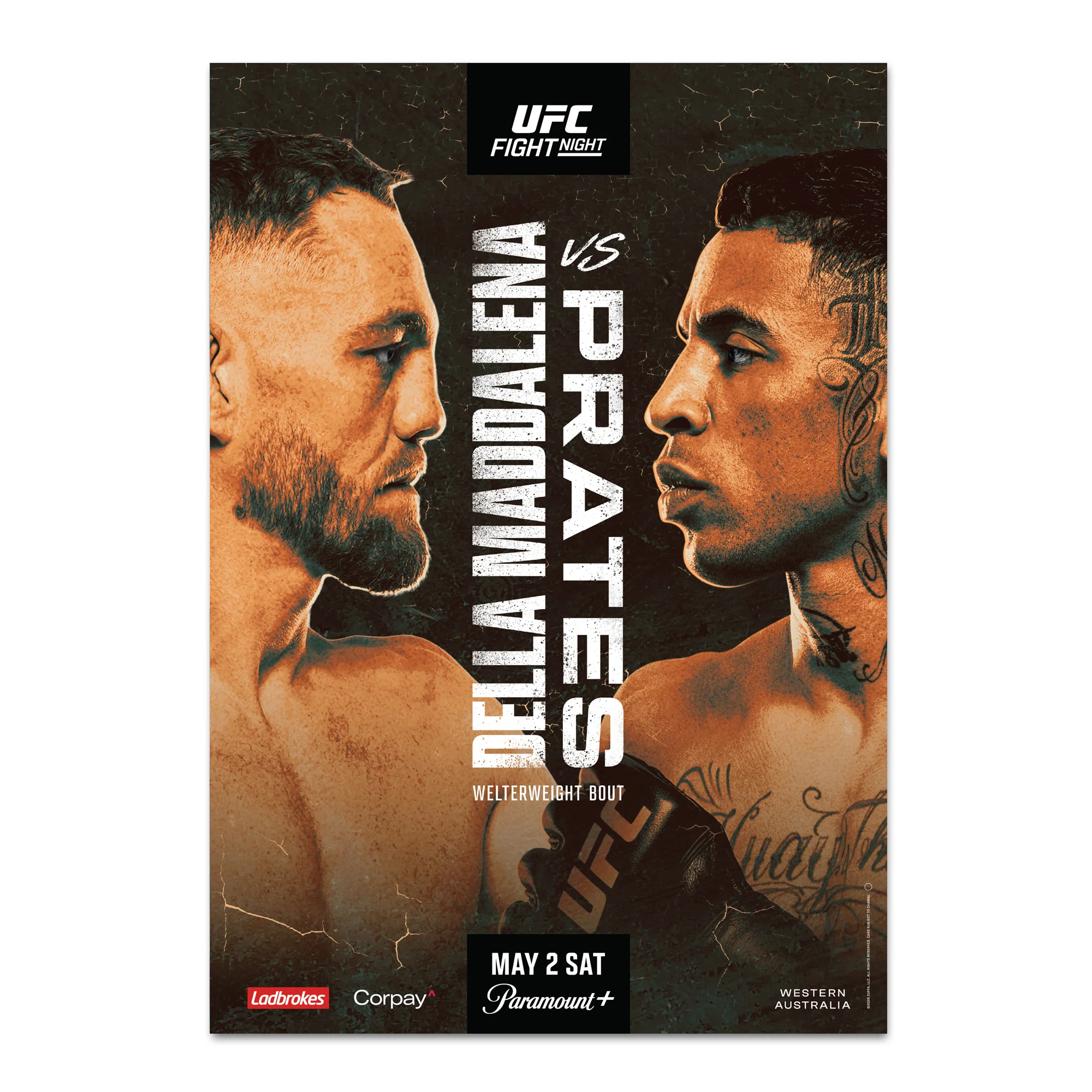 UFC Fight Night: Della Maddalena vs Prates First Edition Autographed Event Poster - Image 3