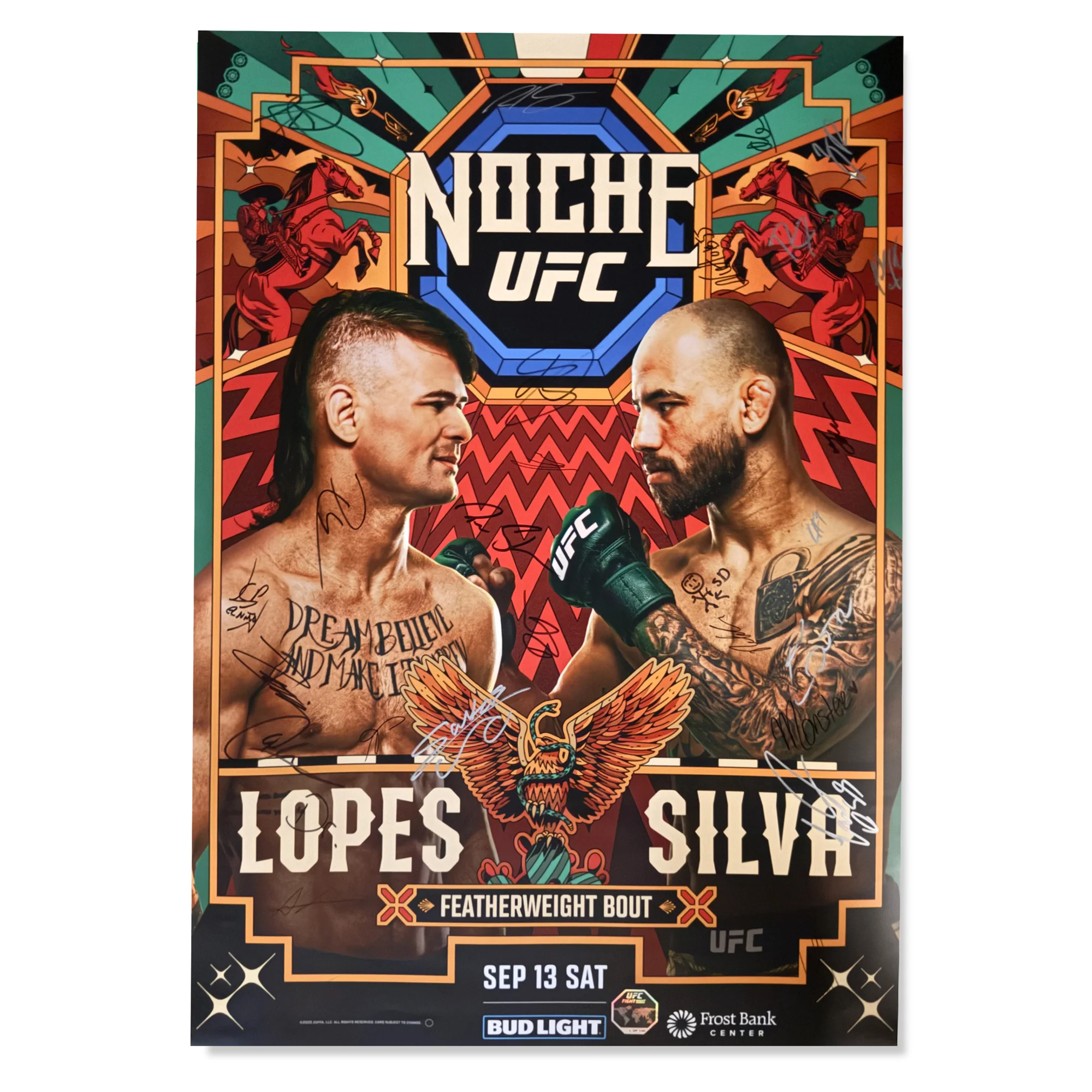 UFC Fight Night: Lopes vs Silva Autographed Event Poster - Image 8