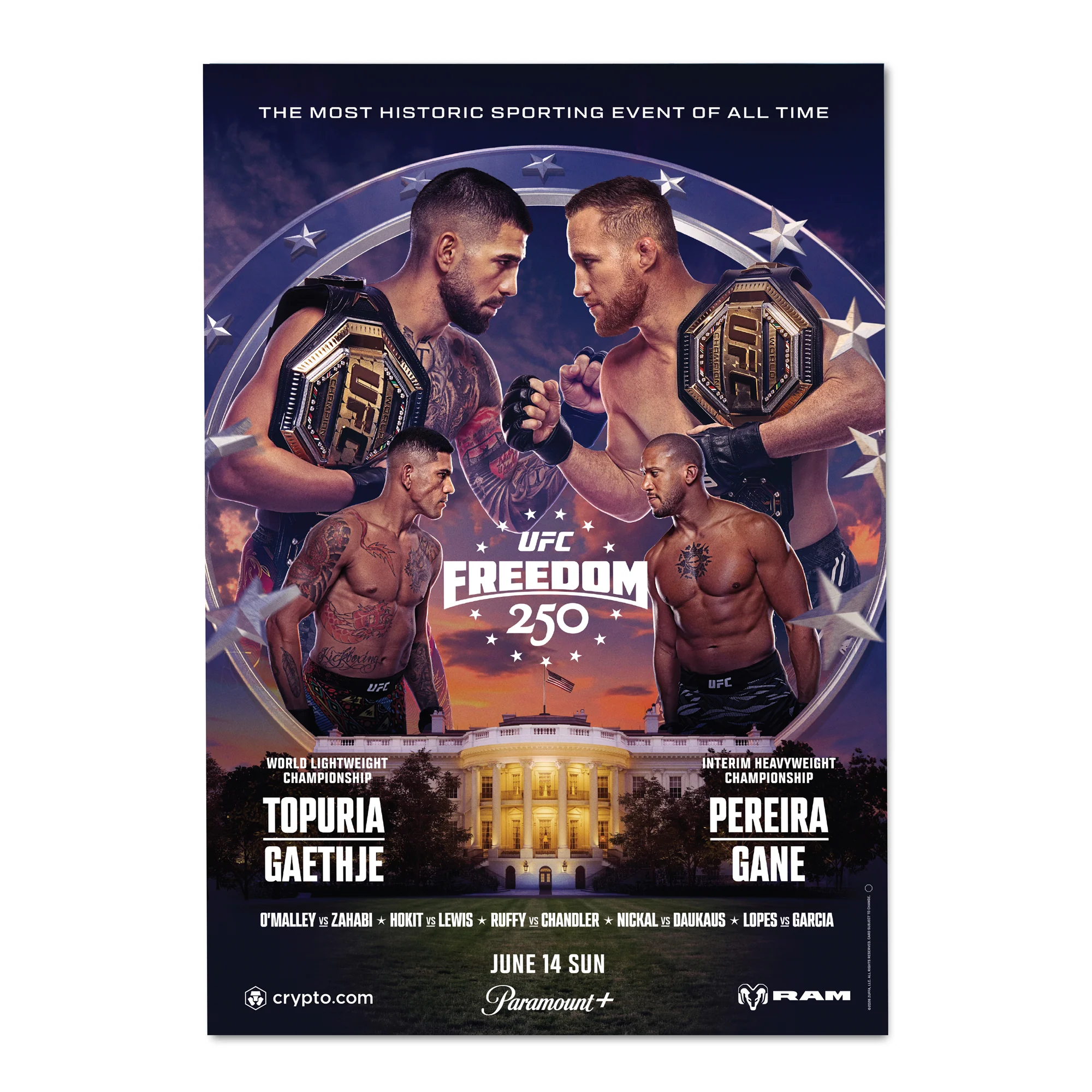 UFC Freedom 250: Topuria vs Gaethje Autographed Event Poster - Image 3