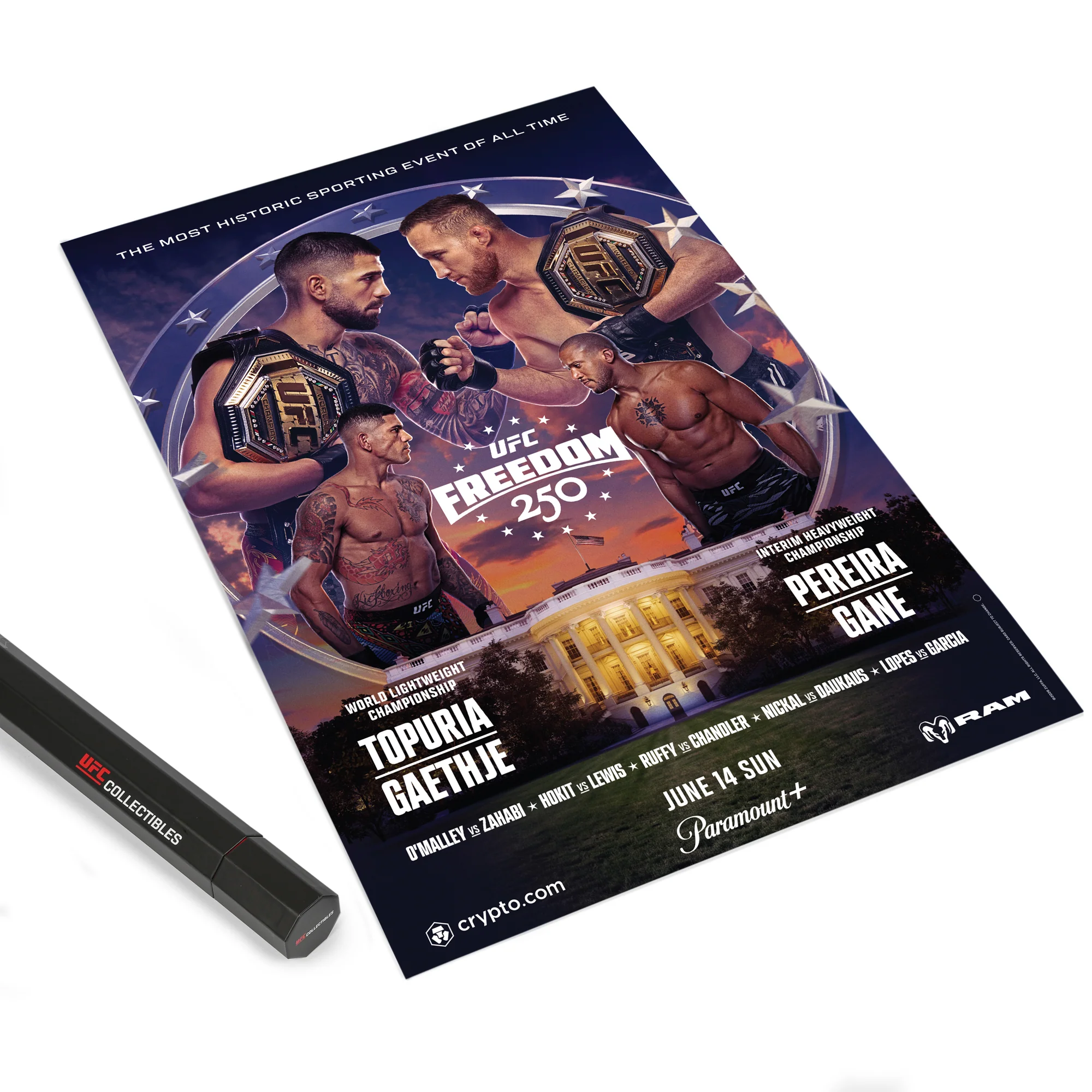 UFC Freedom 250: Topuria vs Gaethje Autographed Event Poster - Image 4