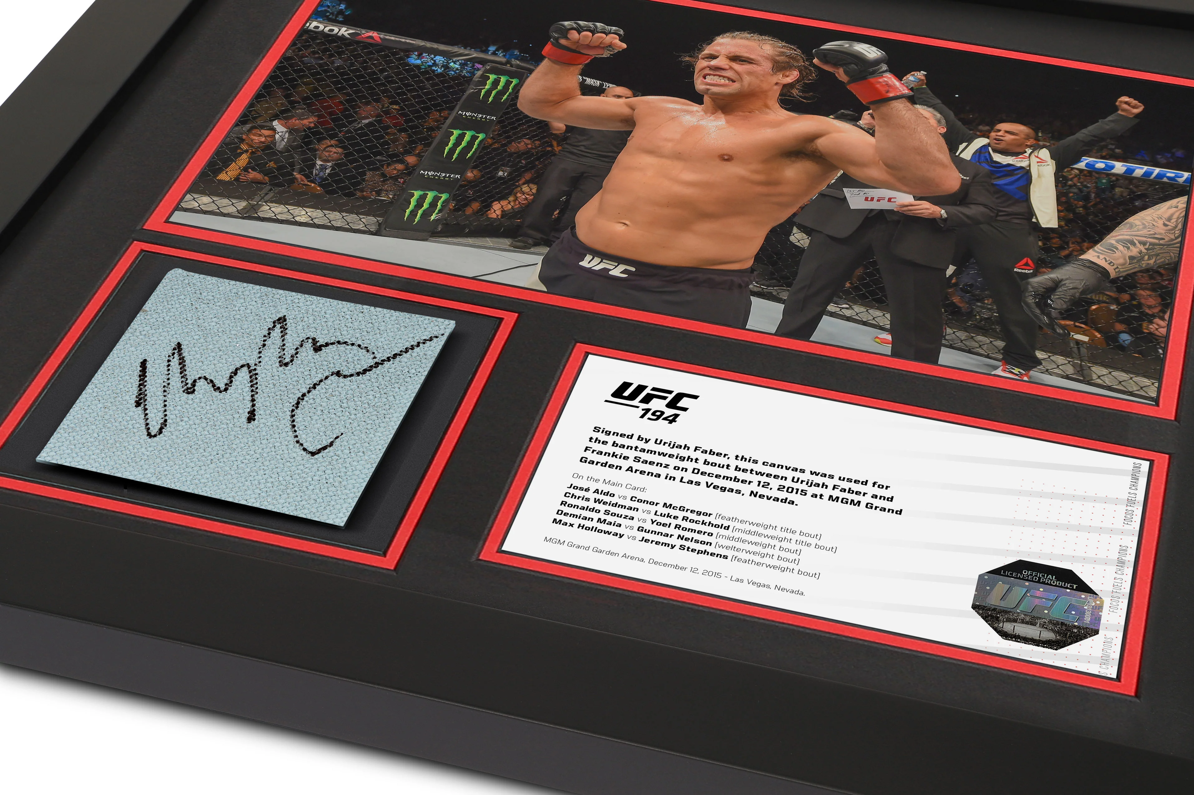 Urijah Faber UFC 194 Signed Canvas & Photo - Image 2
